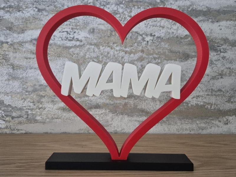 Mother's Day Heart with Inscription 3D