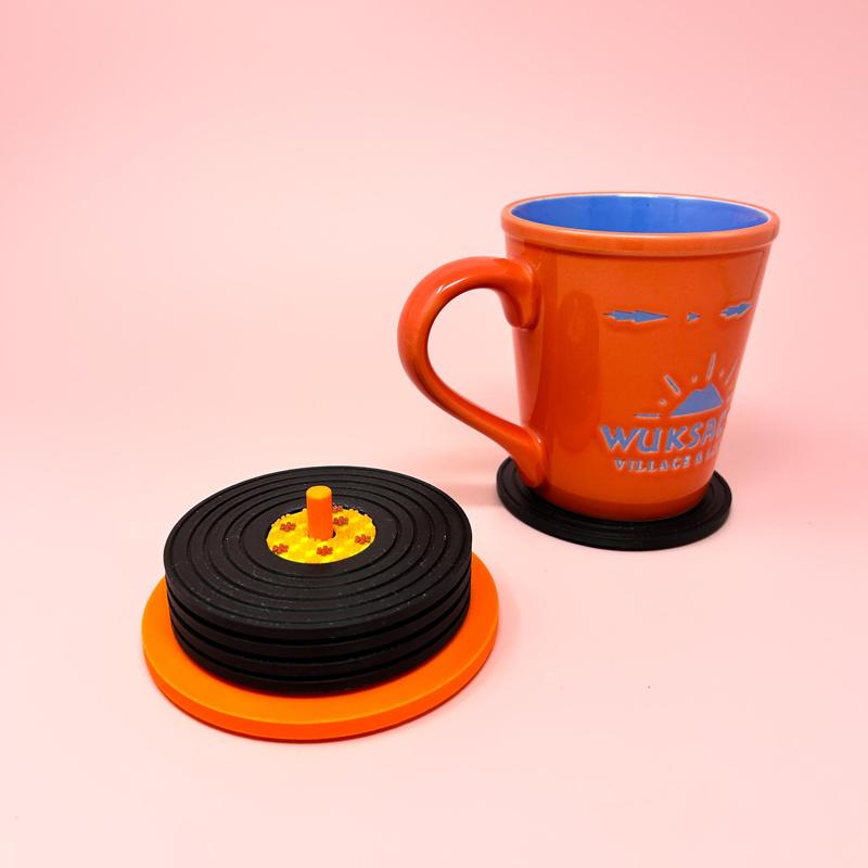 Retro Vinyl Record Coasters – 5 Unique Designs, No AMS Required, Groovy, Table Protector, Decor