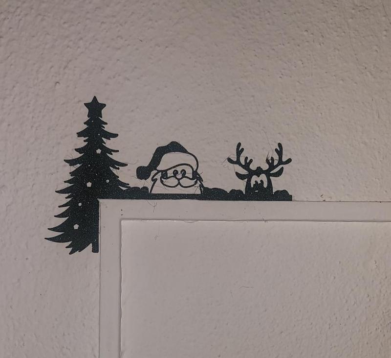 Santa, tree and reindeer Door Corner Xmas