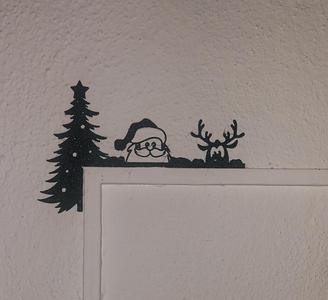 Santa, tree and reindeer Door Corner Xmas