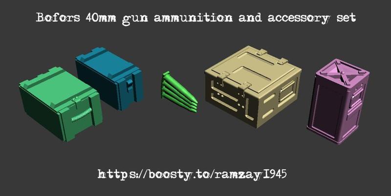 1/100 Bofors 40mm gun ammunition and accessory set