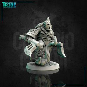 (0154) Male turtle man warrior with axes