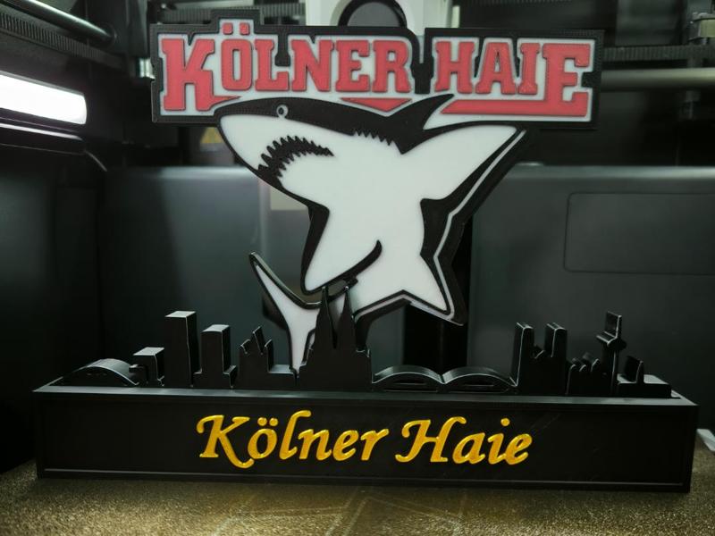 Kolner haie Icehockey with skyline of Koln 