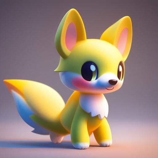 Stylized Creature: A Futuristic Fox Dog