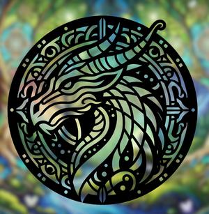 Romanian Longhorn Dragon Harry Potter Mandala Art – 2D geometric wall art (Stained Glass Style)