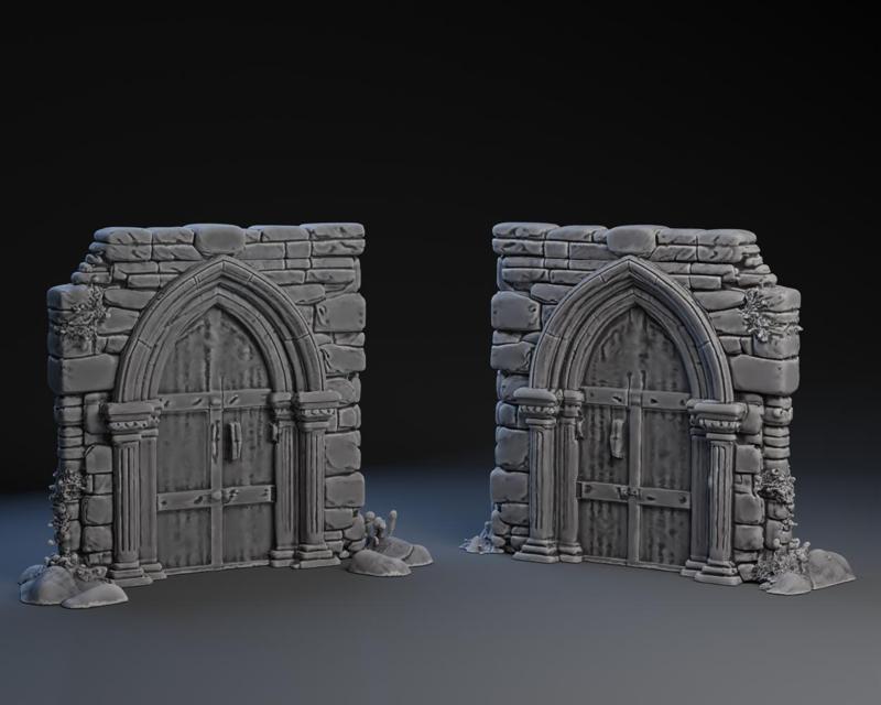 Gothic Archway Door in Ruins.