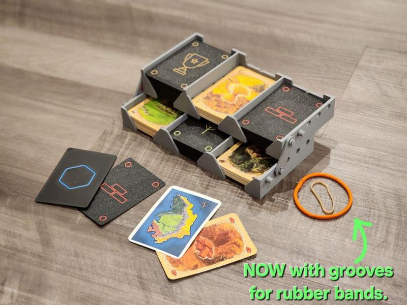 V2 Stackable Catan Card Tray With Cover 56mm x 80mm x 2-2.6cm
