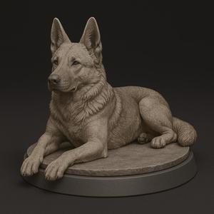 Pastor Alemão Statue - 3D Printable Miniature