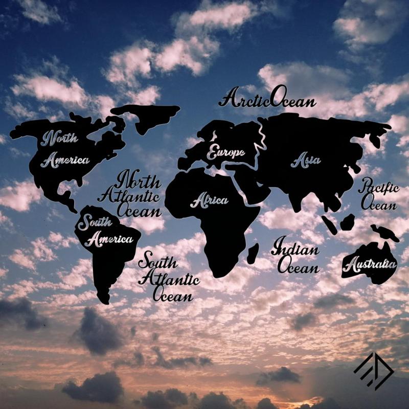 World map - 7 continents - Oceane - Wall art - Wall decor - Art