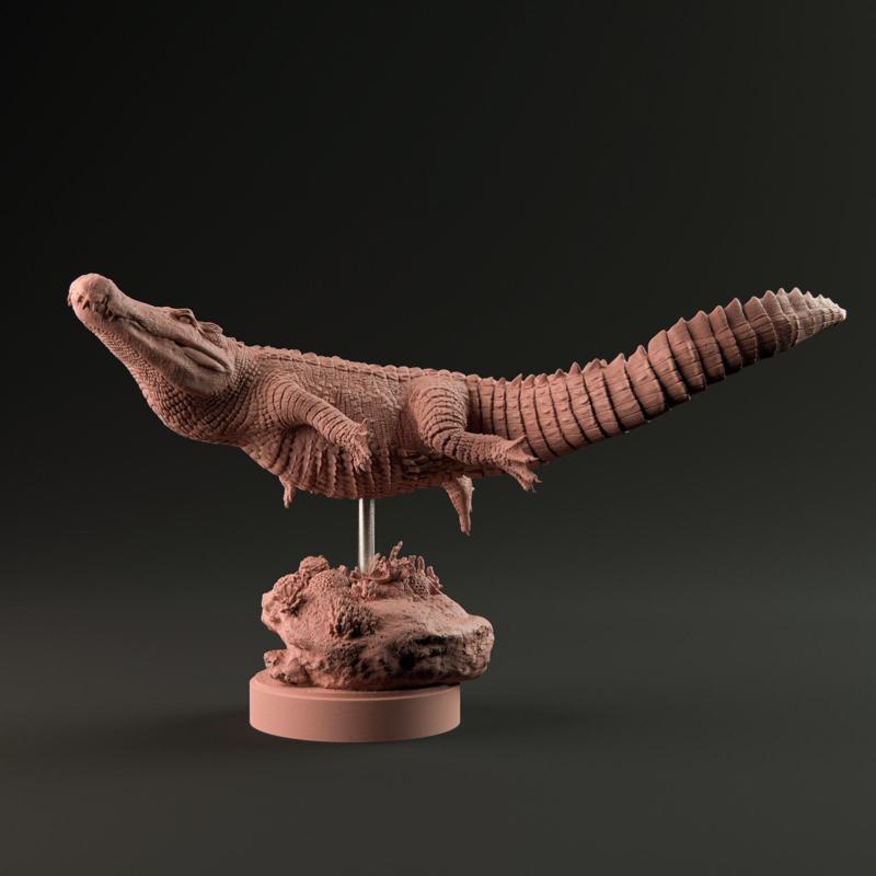 Deinosuchus swimming 1-35 scale pre-supported prehistoric alligator