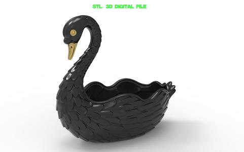 Black Swan Vase STL – 3D Printable Elegant Bird Sculpture, Digital Download for Home Decor & Collectibles