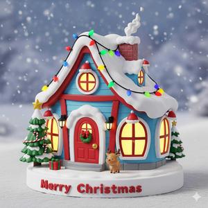 snowy christmas house