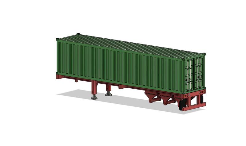 Combo 20ft and 40ft container with trailer 1:64 scale