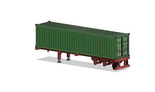 Combo 20ft and 40ft container with trailer 1:64 scale