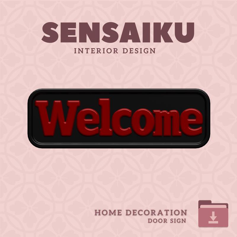 Welcome Door Sign – 3D Print File for DIY Home Decor | Sensaiku STL Design - 03. Welcome Sign - General 01 -  Style 03
