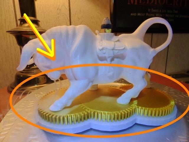 The Art Deco SILENT SNORTING BULL Golden Pedestal