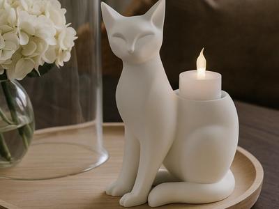 Moonlight Cat LED Candle Holder - Elegant Decor