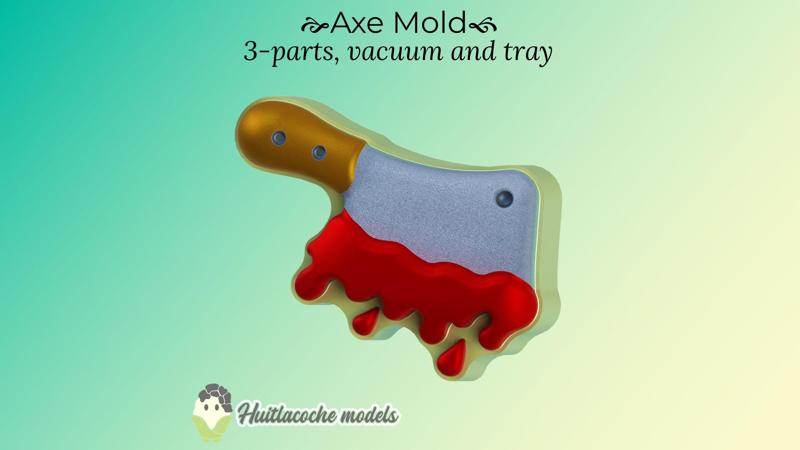 AXE MOLD: BATH BOMB, SOLID SHAMPOO (3-parts mold, tray, vacuum forming)