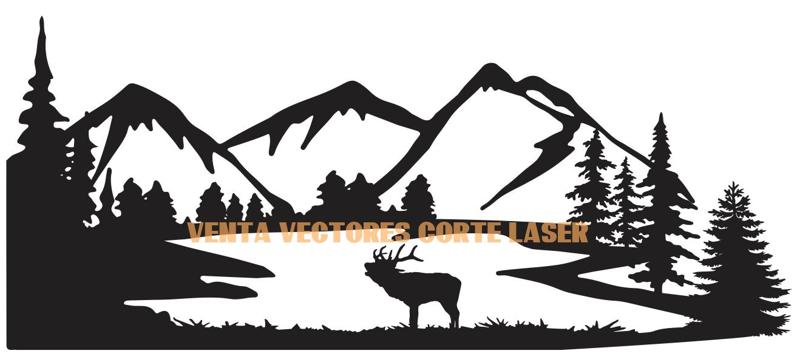 LANDSCAPE WITH DEER AND FOREST 7 DECORATION WALL ART - 3D PRINTING AND LASER CUTTING