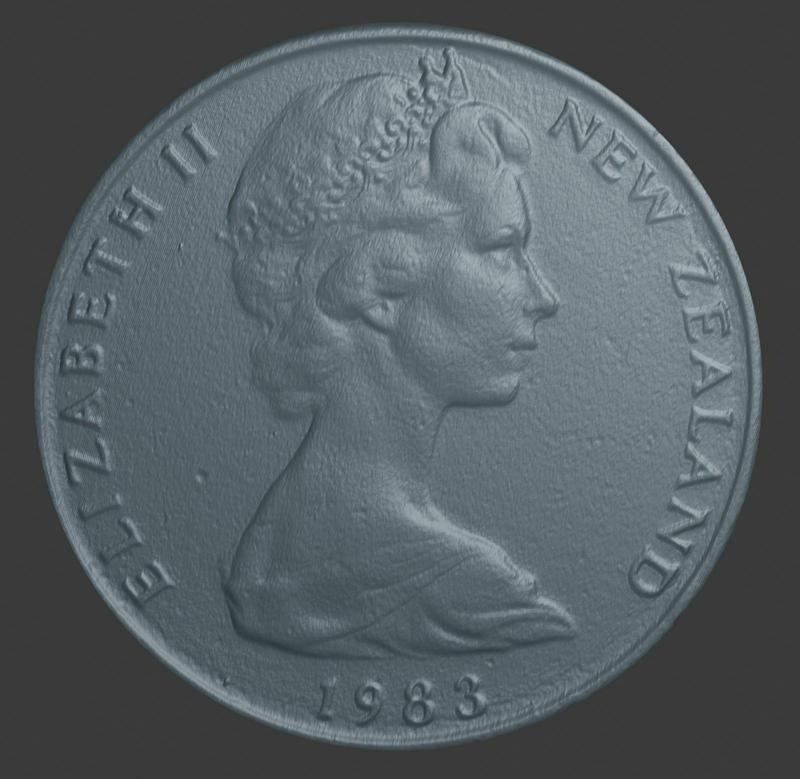 New Zealand, 20 Cts, Face, 3D Scan