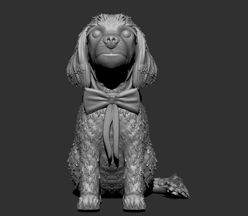 Cocker Dog with Neck Ribbon - Adorable and Elegant Design