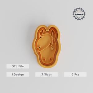 Horse Shape Cutter & Stamp Set, Cookie & Fondant Cutters, Farm Animal Design, Small Medium Large Sizes, 6-Piece Baking Tool Collection PRODUCT_5562