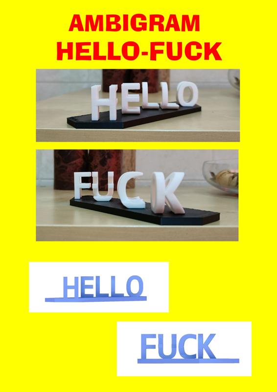 Ambigram Hello - Fuck