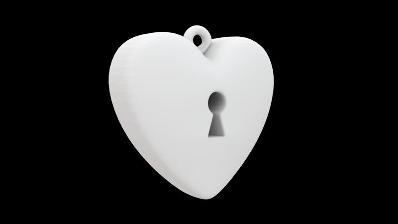 Heart Lock Pendant 3D Print Model