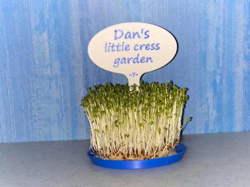 Kids cress growing saucer with sign