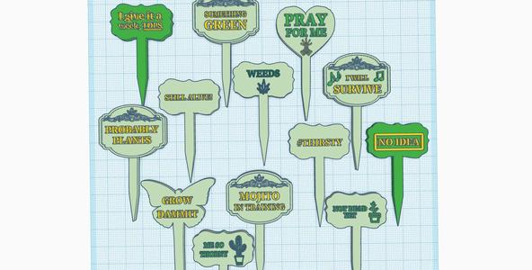 Funny Plant Markers, Funny Plant Stakes - Garden Labels for Gardener, Set of 13 pcs