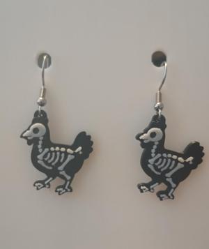 Skeleton Chicken Earrings & Keychain | No AMS Needed | Halloween Cute Creepy 3D Print STL