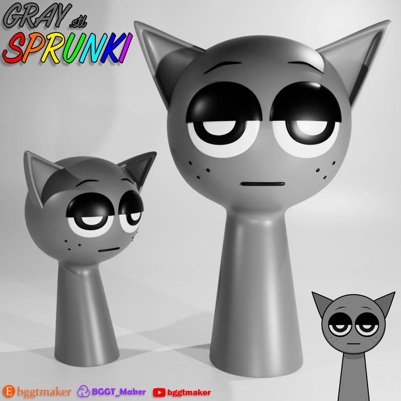 GRAY SPRUNKI INCREDIBOX GREY | Sprunki 3D Model STL Fan Art
