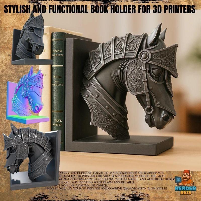 Armored Horse Head Bust / Bookend – 3D Printable Decorative Model
