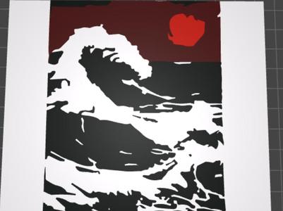 The Great Wave Of Kanagawa And Red Sun 