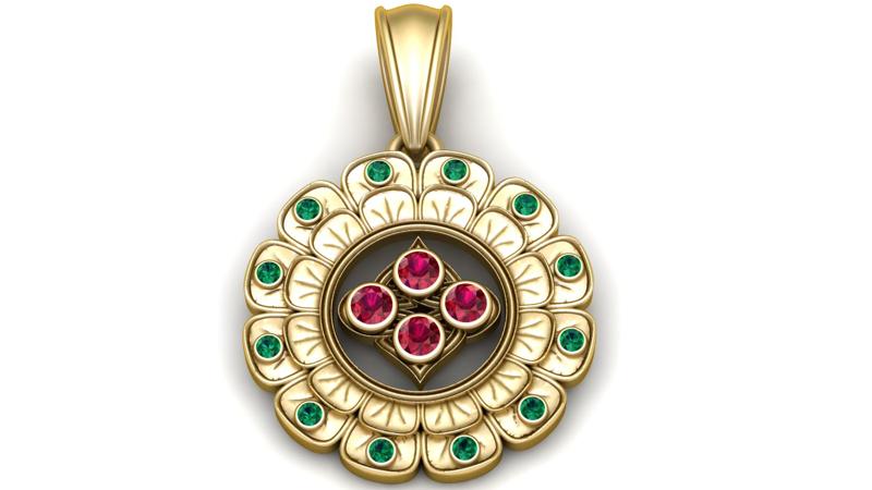 3D Gold Floral Pendant