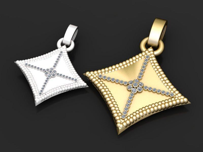 The Royal Cushion Star Pendant  3d printable model