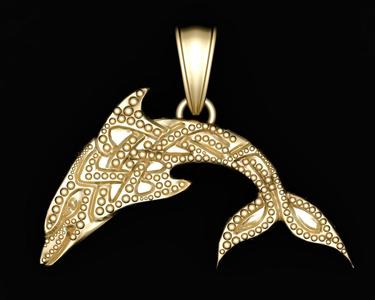 Dolphin Pendant  3D Printable Model.