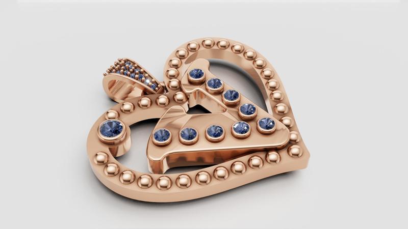 V GOLD HEART PENDANT  3d printable model