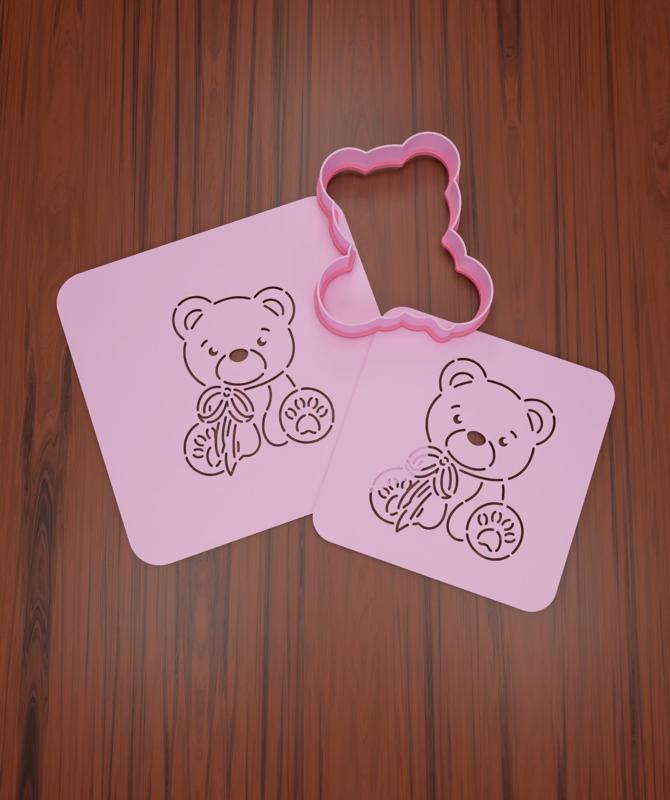 Stencil Bears #20 "Teddy Bear with Bow".