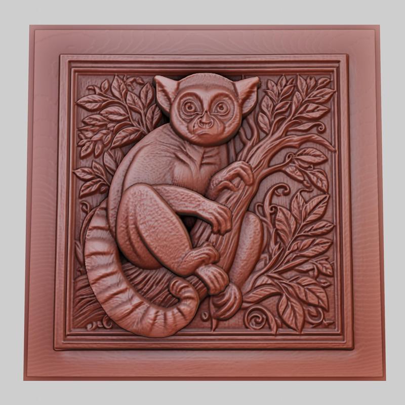 The lemur swings in the forest 3d printer model animal model obj stl