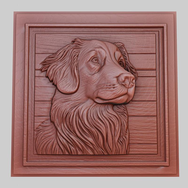 The dog looks loyally at its owner 3d printer model animal model obj stl