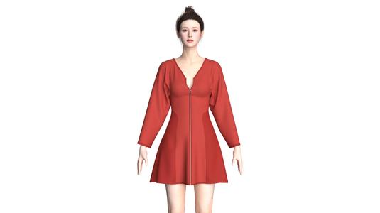 Girls Zipper Short Dress | Marvelous / Clo3d / obj / fbx