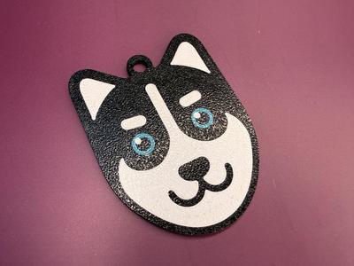 Husky dog head keychain