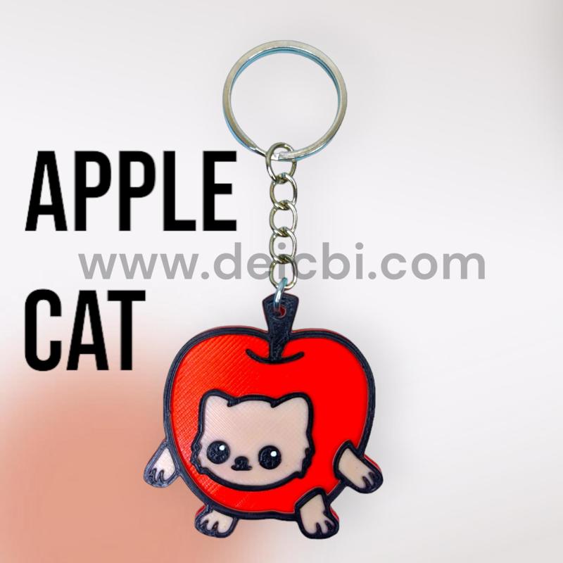Apple Cat Keychain