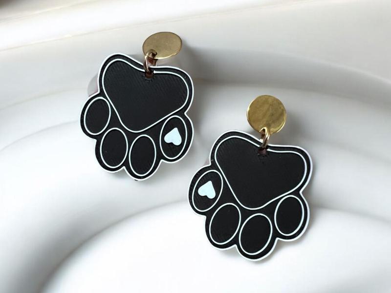 Dog paw print earrings