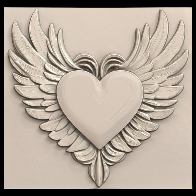 3D Model STL File for CNC Router/Laser & 3D Printer A Heart with Wings