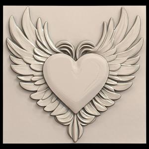 3D Model STL File for CNC Router/Laser & 3D Printer A Heart with Wings