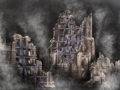 Concretium - ruined Hab-block & wall sections