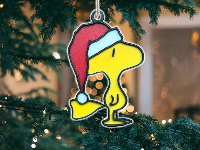 Woodstock Christmas Tree Ornament Santa Hat