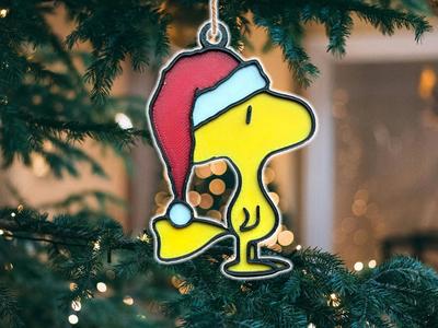 Woodstock Christmas Tree Ornament Santa Hat